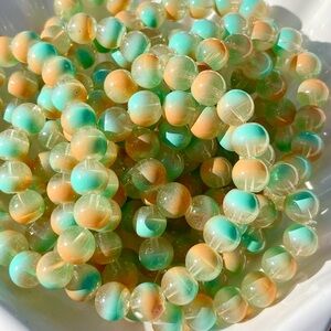 Pastel Orange & Teal Glass Beaded Bracelets NWOT